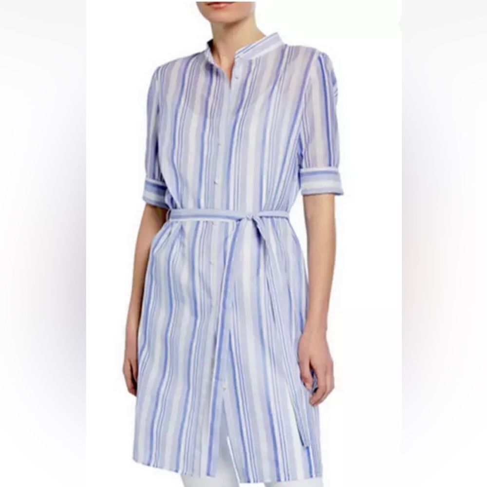 Lafayette 148 NY Randi Periwinkle Shift Dress Size Small 100% Cotton
